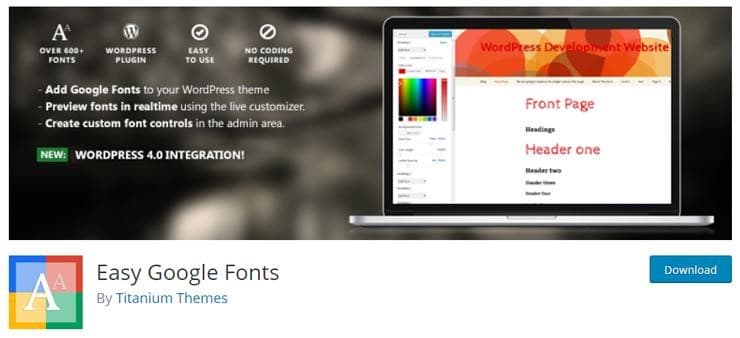 Easy Google fonts plugin